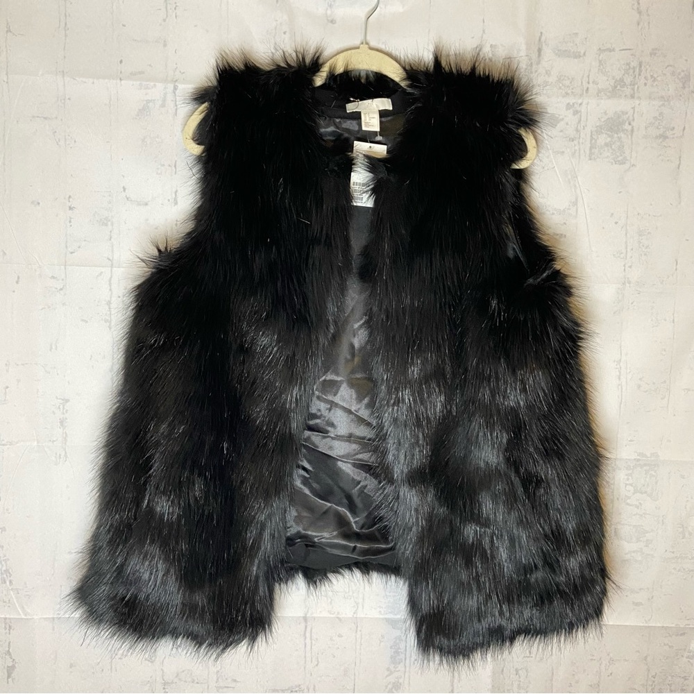 H&M Black Faux Fur Vest Size S - Picture 2 of 6